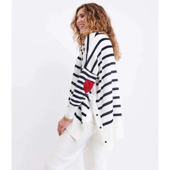 Mersea Amour Sweater One Size OS Navy Stripe Heart - Picture 7 of 9